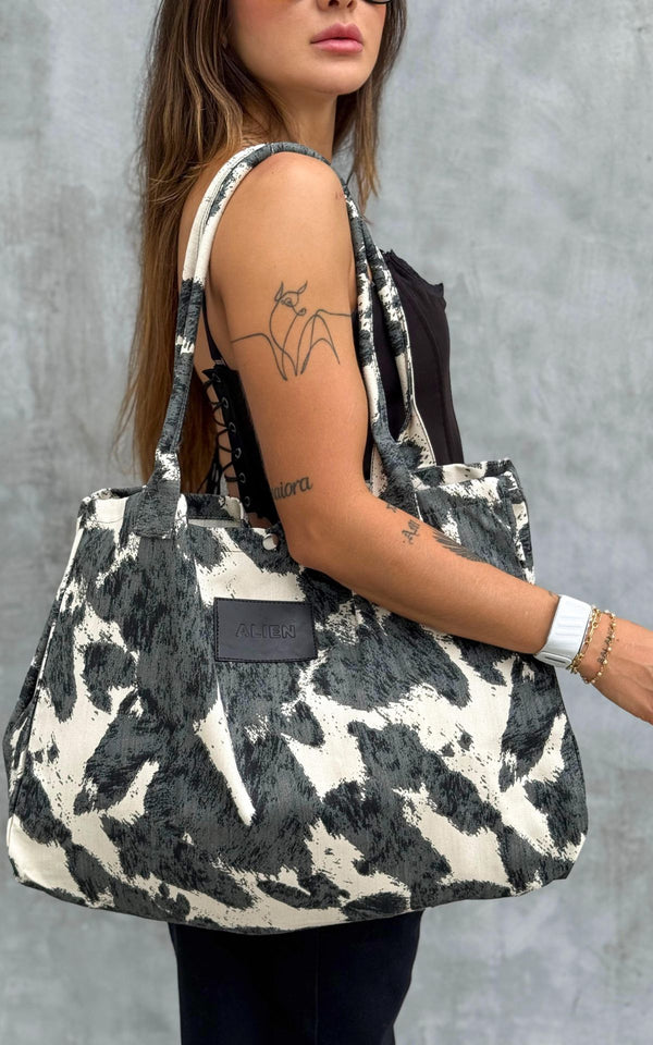 Denim Tote Bag Alien