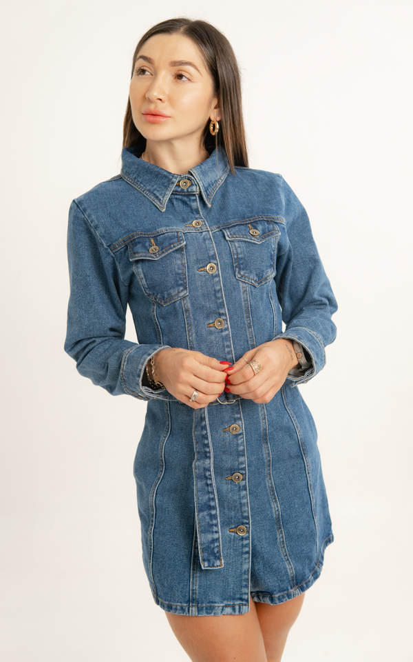Vestido Denim Irina Tela Rígida
