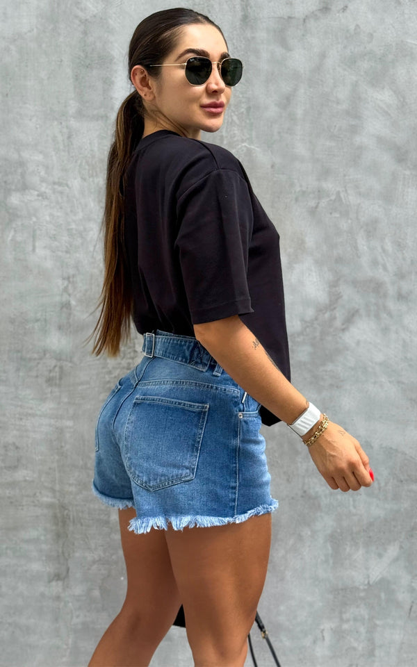 Mini Short Denim Blow Tiro Medio