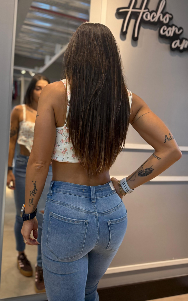 Jean Skinny Bruna Tiro Medio