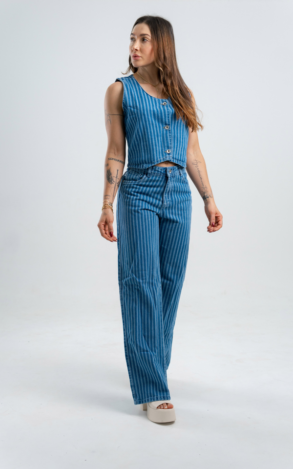 Jean Straight Láser Kaia Tela rígida