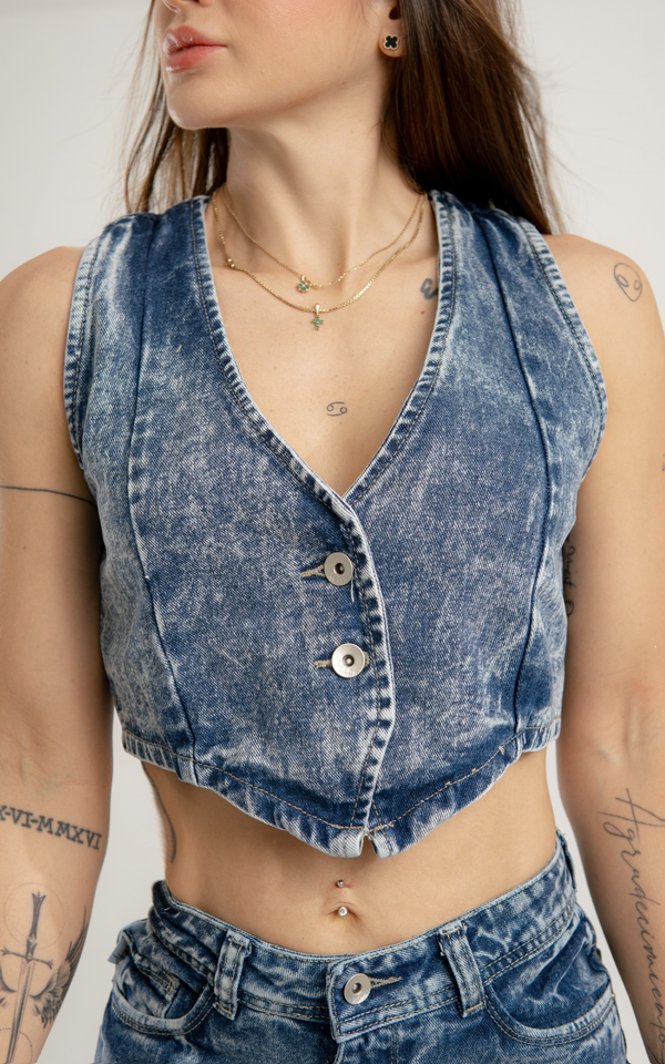 Chaleco Denim Lemon Tela Rígida