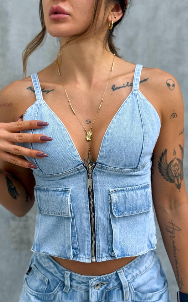 Tank Top Loina Blue Tela rígida