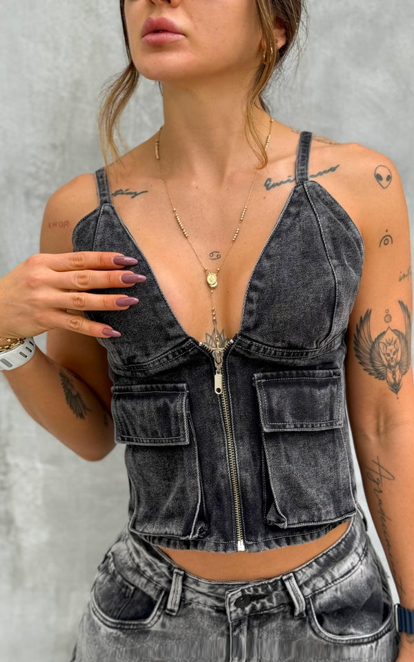 Tank Top Loina Grey Tela rígida