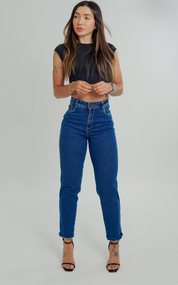 Jean Mom Fit Clásico London Tiro Alto