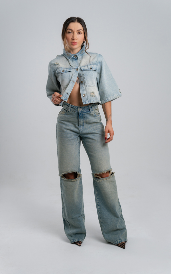 Jean Straight Star Blue Tiro Alto