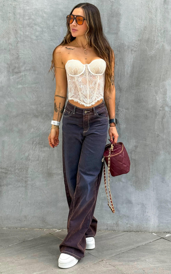 Jean Straight Velvet Tiro Bajo