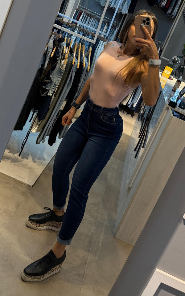 Jean Skinny Zero Tiro Alto - Azul Medio